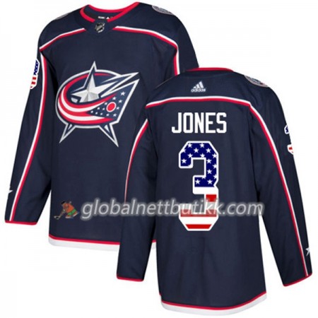 Blue Jackets Hockeydrakt Seth Jones 3 2017-2018 USA Flag Fashion Blå Adidas Authentic - Herre